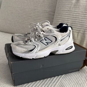 New Balance Kids' White and Navy Sneakers